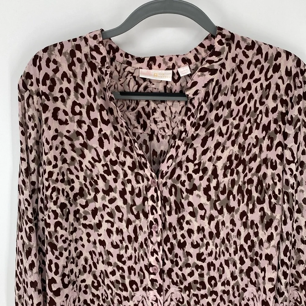 Belle by Kim Gravel Animal Print Button Front Blouse Size Large - Picture 2 of 9